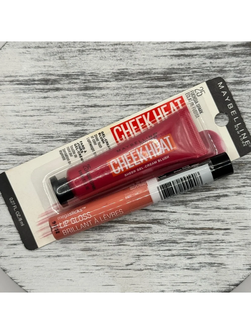 Makeup Bundle Maybelline Cheek Heat Blush Fuchsia Spark + Wet N Wild Gloss Coral